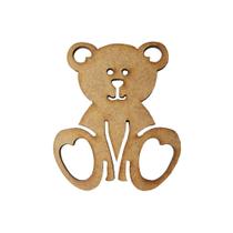 Pacote 50 Aplique Ursinho de Pelucia Vazado Enfeite 6cm Mdf Madeira Laser