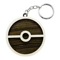 Pacote 50 Chaveiro 3d Pokebola com Argola 5cm Mdf Madeira Decorada