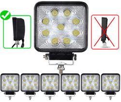 Pacote 6x Un Farol de Milha Farolete Super Branco A prova d'água 27W Quadrado 9 leds 12v 24v Longo Alcance Troller Jeep Pacote 6x Un Farol de Milha Farolete Super Branco A prova d'água 27W Quadrado 9 leds 12v 24v Longo Alcance Troller Jeep