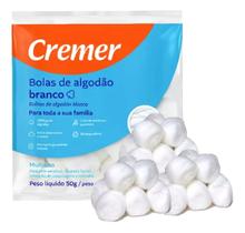 Pacote Algodão Bolas Branco 50g Cremer KIT COM 3 UNIDADES