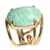 Pacote Atacado com 03 Anéis Cabochão Oval Pequeno de Amazonita Natural Dourado Pacote Atacado com 03 Anéis Cabochão Oval Pequeno de Amazonita Natural Dourado