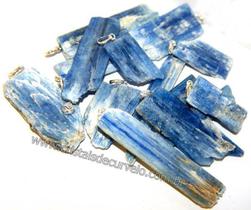 Pacote Atacado com 10 Pingentes de Cianita Azul Natural em Prata 950