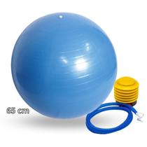 Pacote bola Suíça azul 65cm academia pilates e bomba de ar