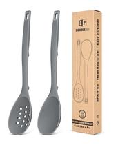 Pacote Bundlepro de 2 colheres de cozinha de silicone cinza Pacote Bundlepro de 2 colheres de cozinha de silicone cinza