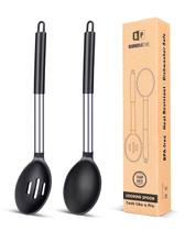 Pacote Bundlepro de 2 colheres de cozinha grandes de silicone, pretas