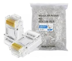 Pacote c/ 100 plug conector rj45 cat5