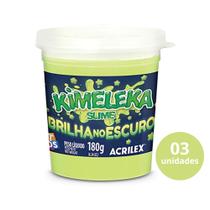 Pacote C/3 Kimeleka Slime Meleca Neon Brilha No Escuro 180G - ACRILEX