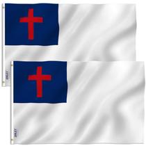 Pacote Christian Flag Anley com 2 poliéster Fly Breeze 90x150cm
