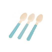 Pacote Colher Madeira - Chevron Azul - 14cm - 10 Un - Rizzo Pacote Colher Madeira - Chevron Azul - 14cm - 10 Un - Rizzo