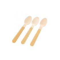 Pacote Colher Madeira - Chevron Dourado - 14cm - 10 Un - Rizzo Pacote Colher Madeira - Chevron Dourado - 14cm - 10 Un - Rizzo