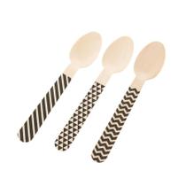 Pacote Colher Madeira - Chevron Preto - 14cm - 10 Un - Rizzo Pacote Colher Madeira - Chevron Preto - 14cm - 10 Un - Rizzo