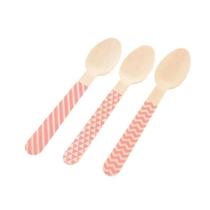Pacote Colher Madeira - Chevron Rosa - 14cm - 10 Un - Rizzo