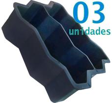 Pacote com 03 Formas Plástica Dupla Para Bloquete 16 Faces Intertravado 06cm - 24x10x06