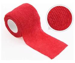 Pacote com 10 Bandagens Coesivas Autocolantes 5cm x 4,5m - Vermelho para Pets, Exercício Funcional, Tatuadores, Imobilização de Articulações