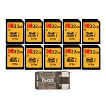 Pacote com 10 cartões SDHC KODAK de 32GB Classe 10 UHS-I com leitor USB