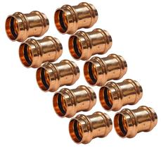(Pacote com 10) Conexões de acoplamento de pressão de cobre e cobre EZ-FLUID de 3/4”