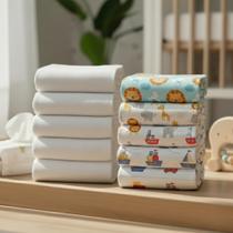 Pacote com 10 Fraldas de Pano (5 Luxo Lisa Branca + 5 Estampadas) Marca Minasrey 70cm x 70cm Pacote com 10 Fraldas de Pano (5 Luxo Lisa Branca + 5 Estampadas) Marca Minasrey 70cm x 70cm