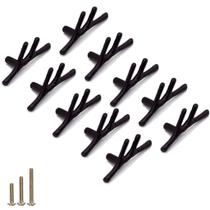 Pacote com 10 maçanetas de galho de liga de zinco eSreake pretas de 6,8 cm