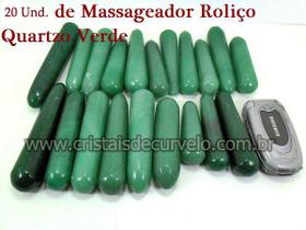 Pacote com 10 Massageadores Roliços de Quartzo Verde Natural - 8 a 12cm - Terapêutico - Cod 210004