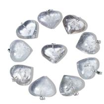 Pacote com 10 Pingentes de Coração em Quartzo Cristal Natural Banhado a Prata Pacote com 10 Pingentes de Coração em Quartzo Cristal Natural Banhado a Prata