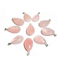 Pacote com 10 Pingentes de Quartzo Rosa em Gota Banhados a Prata - Acessórios de Joias Pacote com 10 Pingentes de Quartzo Rosa em Gota Banhados a Prata - Acessórios de Joias