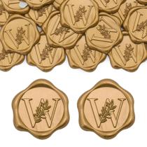 Pacote com 100 adesivos SWANGSA com selo de cera Letter W, 3 cm, ouro antigo Pacote com 100 adesivos SWANGSA com selo de cera Letter W, 3 cm, ouro antigo