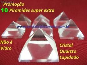 Pacote com 100 Pirâmides de Cristal Extra Transparente - Medidas Baseadas na Pirâmide de Quéops (15 a 20 mm) - Atacado