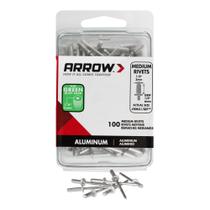 Pacote com 100 unidades de alumínio Pop Rivets Arrow RMA1/8IP de 3 mm