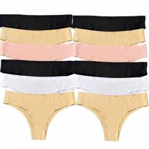 Pacote com 12 Calcinhas Tanga Sem Costura Corte a Laser