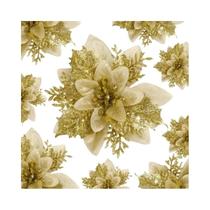 Pacote Com 12 Flores Artificiais De Poinsettia Para Decorações De Natal, Árvores, Guirlandas, Festas