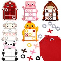 Pacote com 12 jogos de tabuleiro estratégicos Farm Party Favors Tic Tac Toe