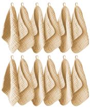 Pacote com 12 panos de musselina marrom para bebês Ease Cubs 30x30 cm