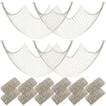 Pacote com 12 redes de algodão para peixes Wowangce, 203x102 cm, branco