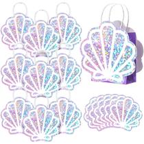 Pacote com 12 sacolas de presente Mermaid Shell da Locmeo, 12x15x6 cm