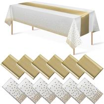 Pacote com 12 toalhas de mesa em ouro branco MASHAN e conjunto Satin Runner
