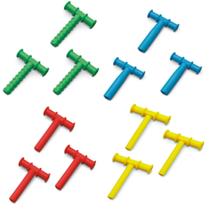 Pacote com 12 tubos Chewy: 3 verdes (nodosos), 3 azuis (grandes), 3 vermelhos (médios) e 3 amarelos (pequenos)