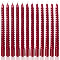 Pacote com 12 velas cônicas em espiral cor de vinho Peytanger de 25 cm