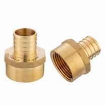 (Pacote com 2) Adaptador de rosca NPT feminino EFIELD Pex 1 x 3/4 Barb Crimp Brass Fittings