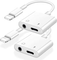 Pacote com 2 adaptadores de fone de ouvido para iPhone certificado Apple MFi Pacote com 2 adaptadores de fone de ouvido para iPhone certificado Apple MFi