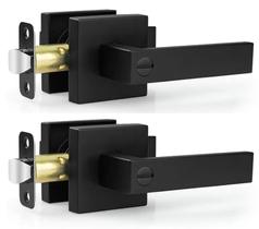 Pacote com 2 alavancas de porta Estmoon Privacy Matte Black para quarto/banheiro Pacote com 2 alavancas de porta Estmoon Privacy Matte Black para quarto/banheiro