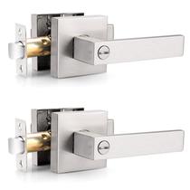 Pacote com 2 alavancas de porta Probrico Heavy Duty Square Satin Nickel