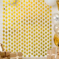 Pacote com 2 Backdrop LolStar Gold Stars de 100 x 200 cm com cortina de franjas Pacote com 2 Backdrop LolStar Gold Stars de 100 x 200 cm com cortina de franjas