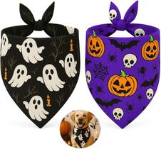 Pacote com 2 bandanas de Halloween para cães VOYIO de dupla face GG Pacote com 2 bandanas de Halloween para cães VOYIO de dupla face GG