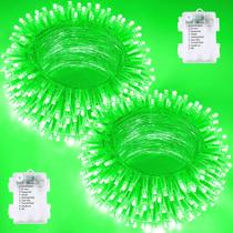 Pacote com 2 baterias LED verdes String Lights BOSSERN de 20 m 200 Pacote com 2 baterias LED verdes String Lights BOSSERN de 20 m 200