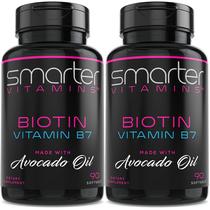 (Pacote com 2) Biotina 5000 mcg mais inteligente em óleo de abacate 90 cápsulas gelatinosas (Pacote com 2) Biotina 5000 mcg mais inteligente em óleo de abacate 90 cápsulas gelatinosas