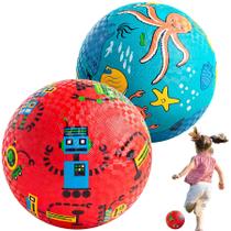 Pacote com 2 bolas de borracha Playground Balls U&C Planet de 22 cm com bomba Pacote com 2 bolas de borracha Playground Balls U&C Planet de 22 cm com bomba
