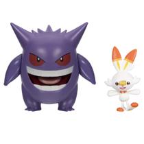Pacote com 2 bonecos de brinquedo Pokémon Battle Gengar & Scorbunny