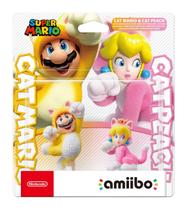 Pacote com 2 bonecos Nintendo Amiibo Mario e Peach Cat