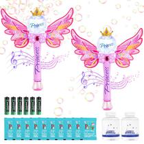 Pacote com 2 Bubble Wand Hugeway Princess Magic para crianças rosa Pacote com 2 Bubble Wand Hugeway Princess Magic para crianças rosa