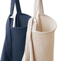 Pacote com 2 capas de amamentação de musselina Coreeky, algodão azul marinho e bege Pacote com 2 capas de amamentação de musselina Coreeky, algodão azul marinho e bege
